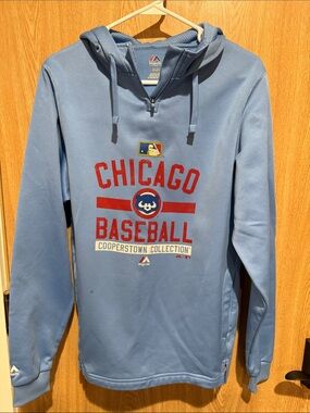 Majestic Light Blue Chicago Baseball Pullover Hoodie